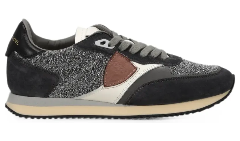 Philippe Model Paris Belville leren sneakers met glitters – Grijs (BVLDGR05)
