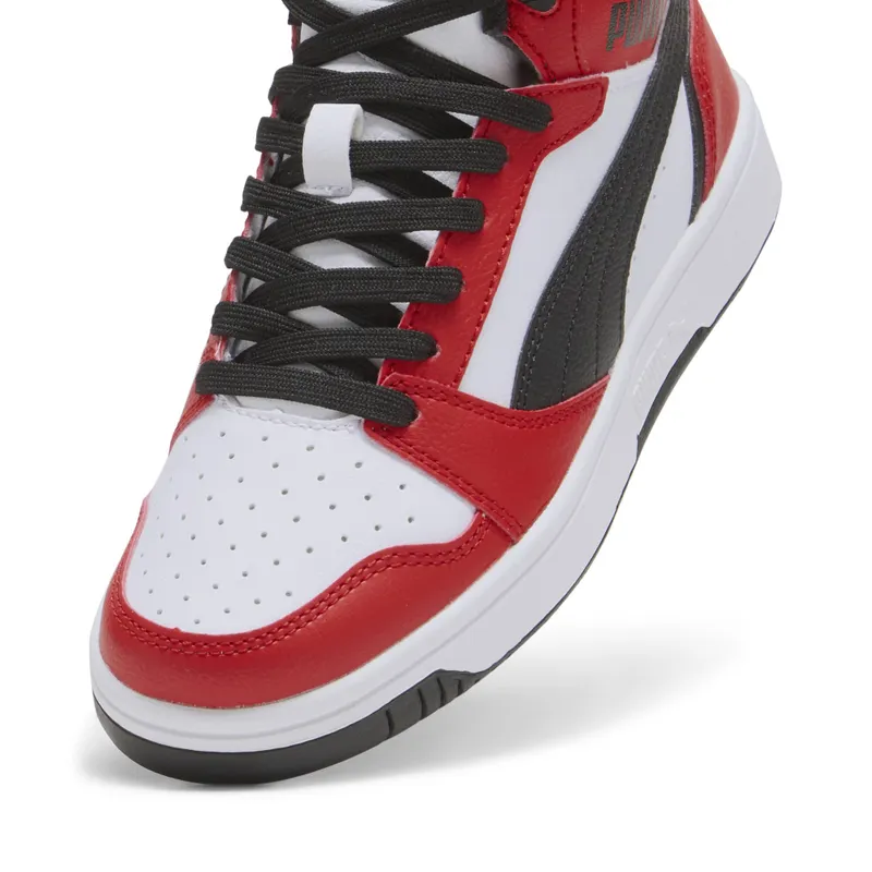 Puma Rebound V6 Mid “Puma White / Puma Black / For All Time Red” (393831_03)