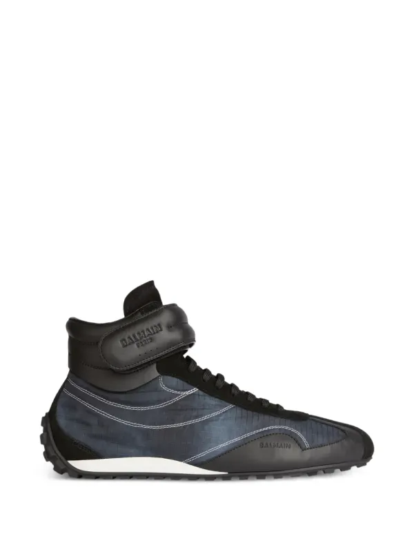 Balmain Racing Mid-Top aus Nylon und Leder – White (HM1VG424TYVC)