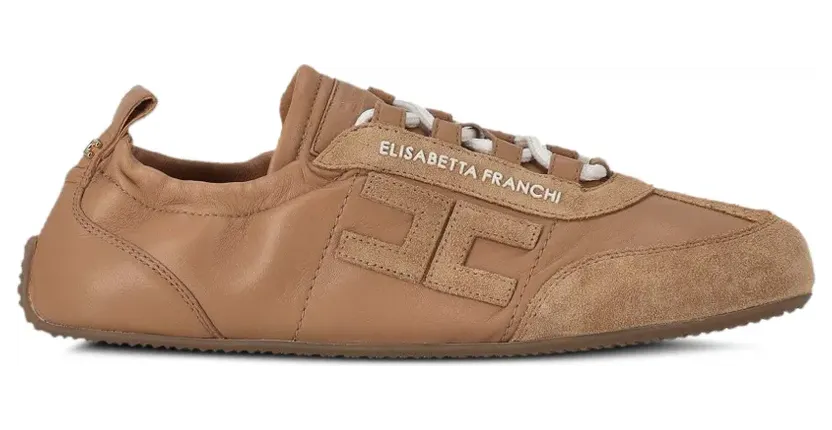 Elisabetta Franchi Sneakers met suède vlak – Beige (SA39G61E2)