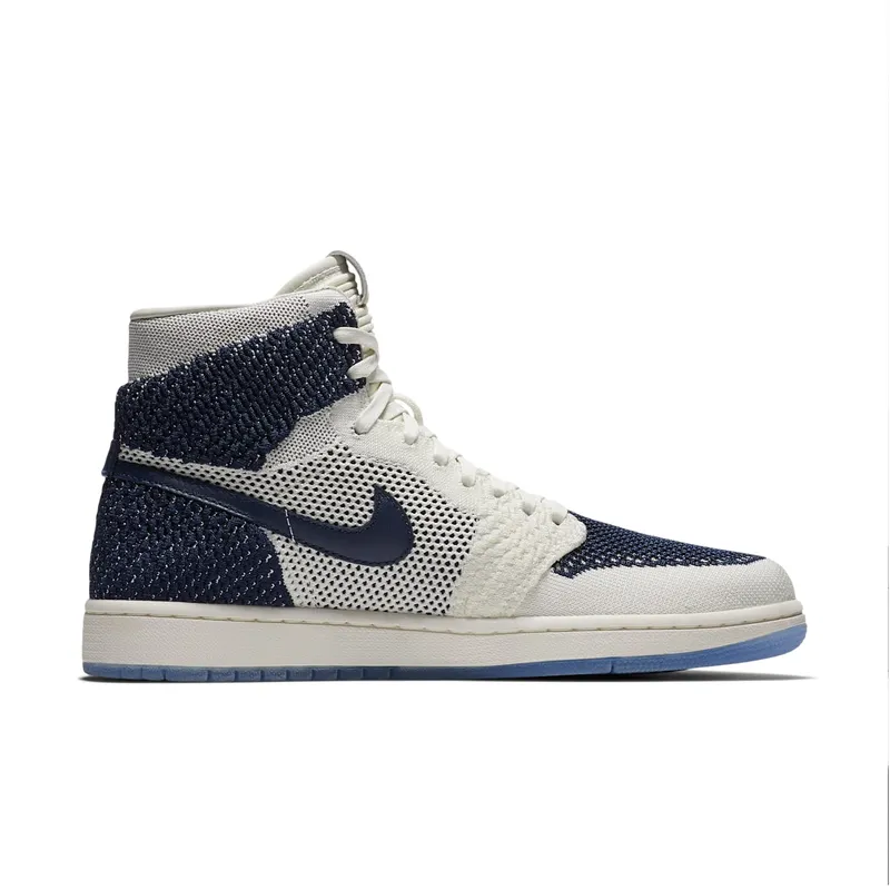 Jordan 1 Retro High Flyknit Derek Jeter RE2PECT Sail/Metallic Gold-Midnight Navy (AH7233-105)