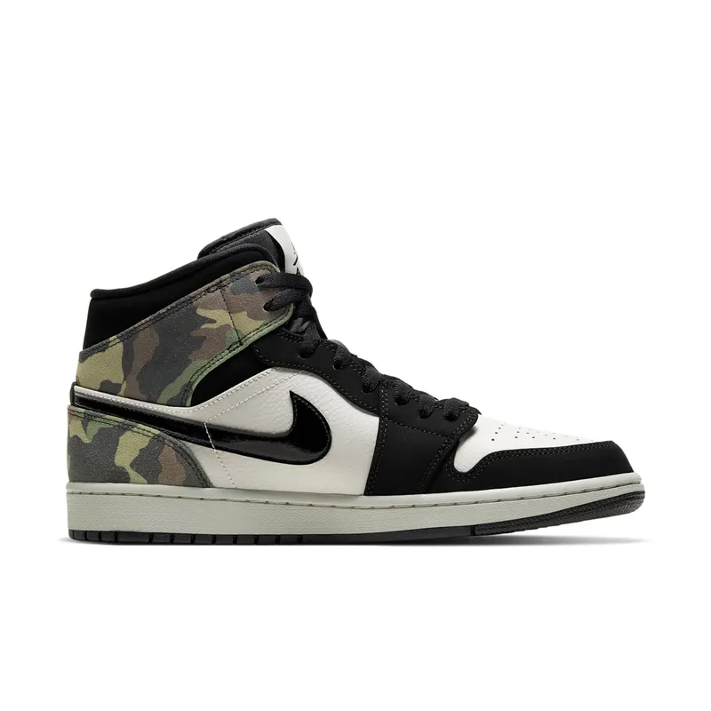 Jordan 1 Mid Camo (2020) Light Bone/Black (CW5490-001)