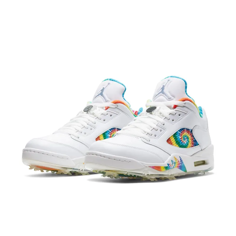 Jordan 5 Retro Low Golf Tie Dye Summit White/Deep Royal-Indigo Fog-Lemon Venom (CW4205-100)
