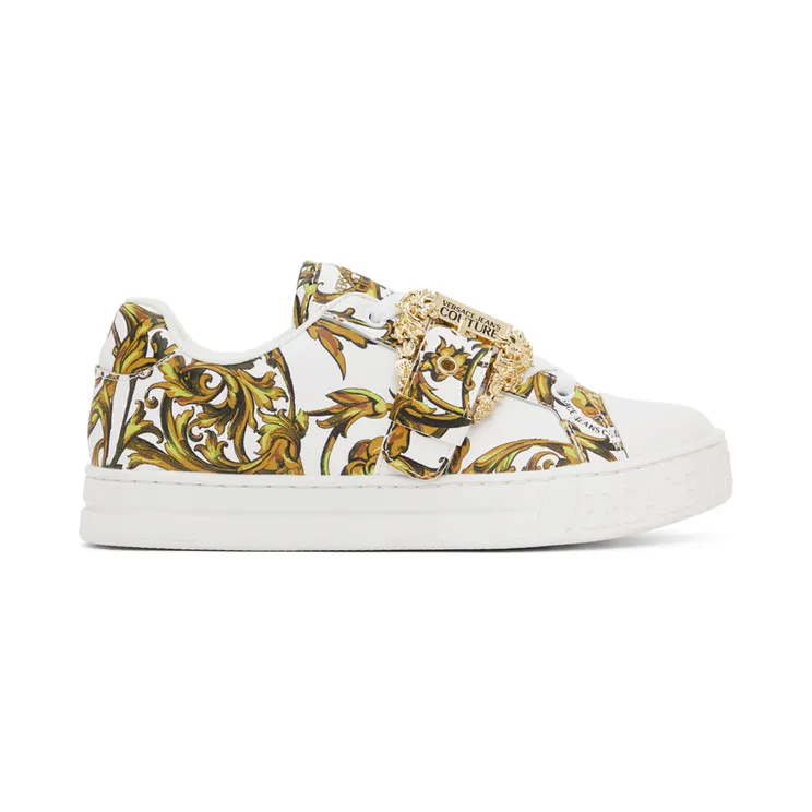 Versace Jeans Couture White Print Court Low-Top Sneakers (E72VA3SK9EZP092)