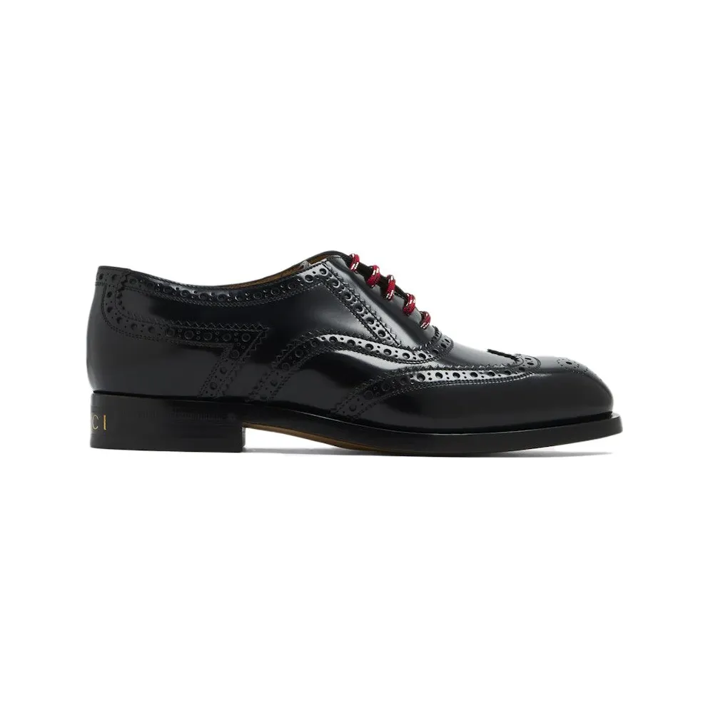 Gucci Lace Up Shoes Black Red (723694 DS800 1000)