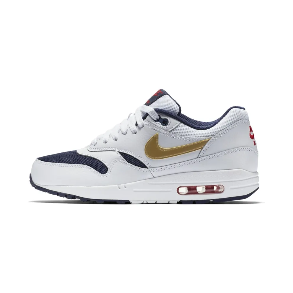Nike Air Max 1 Essential Olympic (2015) White/Metallic Gold-Midnight Navy (537383-127)