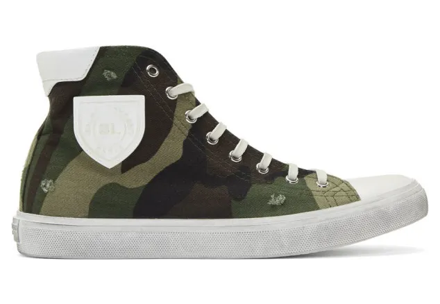 Saint Laurent Khaki Camouflage Print Bedford Sneakers (5882751IR10)
