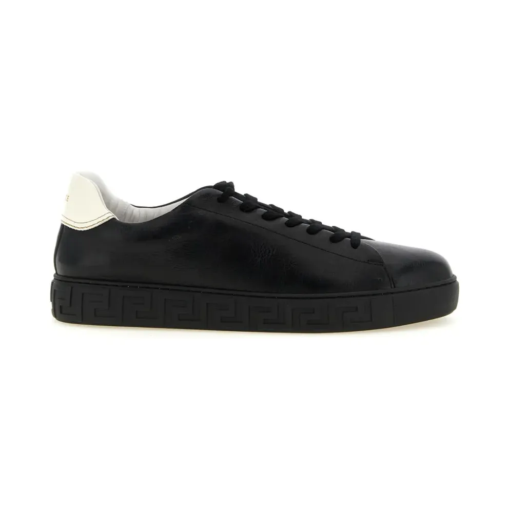 Versace Greca leren sneakers – Schwarz (10242061A18384)