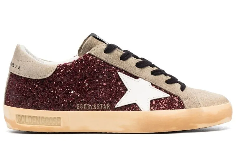 Golden Goose Super-Star Glitter Bordeaux Taupe White (GWF00101-F003185-81770)