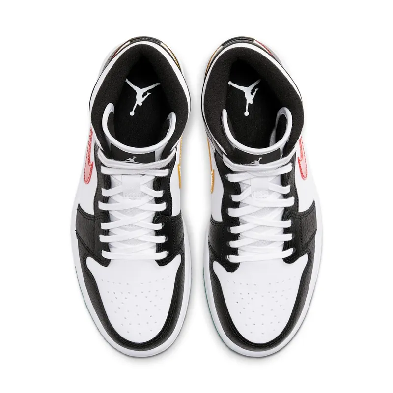 Air Jordan Womens Nike AJ I 1 Mid ‘Alternate Swooshes’ Red Yellow (2020) (BQ6472-063)