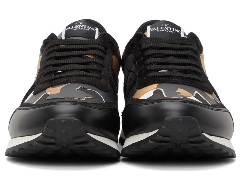 Valentino Garavani Black & Gold Camouflage Rockrunner Sneakers (WY0S0723GYE) (2)