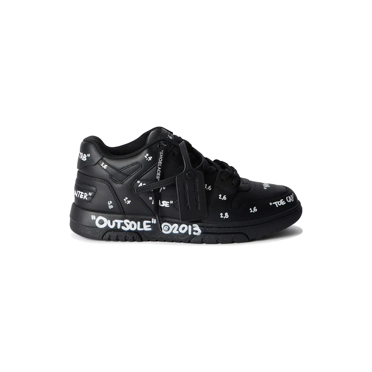 OFF-WHITE Out Of Office Low Tops Black White Text Motifs (OMIA189F25LEA0071001)