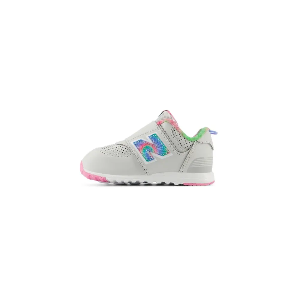 New Balance 574 Hook and Loop Grey Matter Signal Pink Tie-Dye (NW574KL)