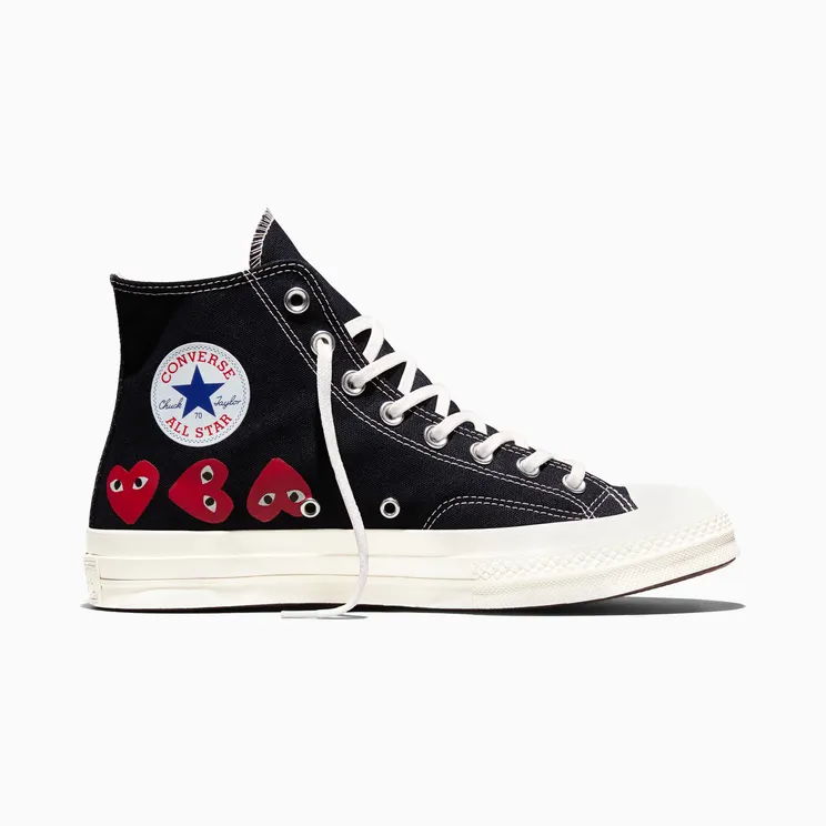 Converse X Comme Des Garcons Play Chuck 70 Multi Heart Black High Risk Red Egret (A08147C)