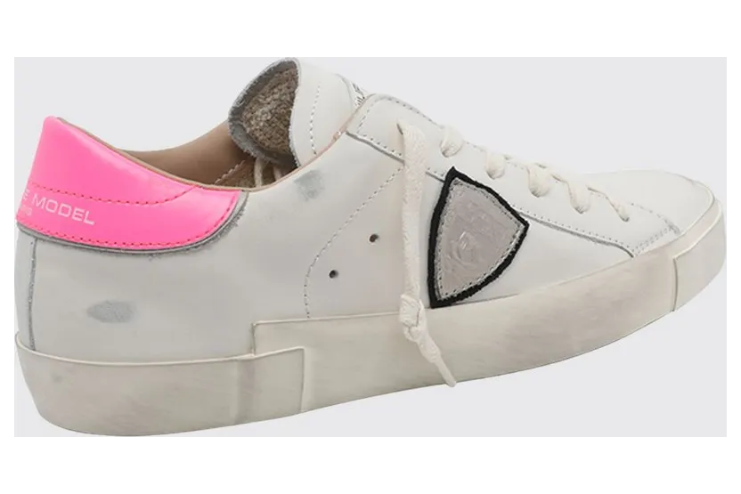 Philippe Model Prsx Bicolour Low-Top Calfskin Trainers with Shield Logo Bianco 4 (PRLDVP24) (2)