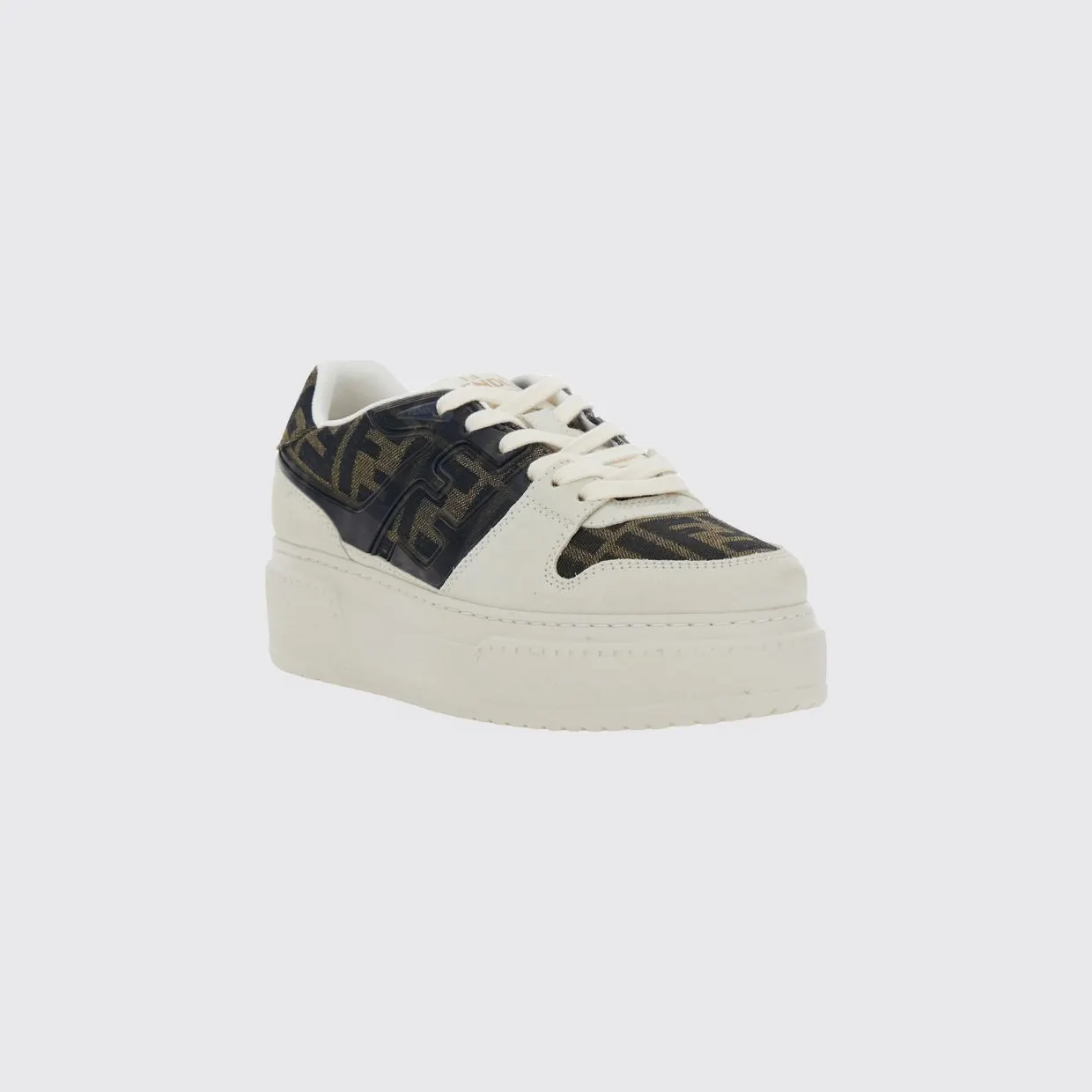Fendi Match Platform Sneakers in FF Monogram Jacquard Fabric White (8E8572AQ6IF1PYW)