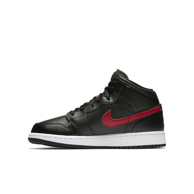 Jordan 1 Retro Mid Black Gym Red (GS) Black/Gym Red-Gym Red-White (554725-009)