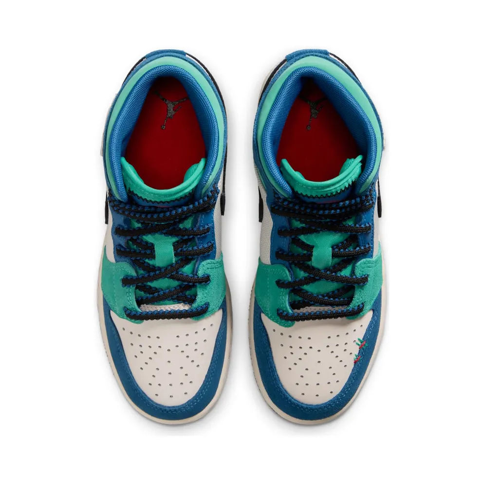 Nike Air Jordan 1 Mid SE “Chalk / True Blue / Kinetic Green / University Red” (IO2065-100)
