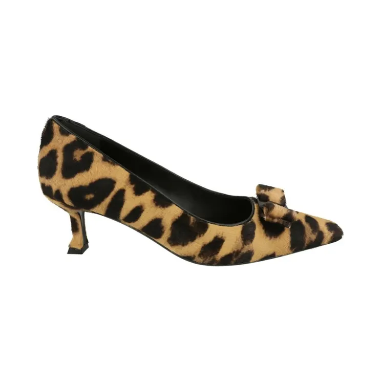 Ferragamo Siwar Leopard Print Kitten Heels Bone (01G568-766389-1C)