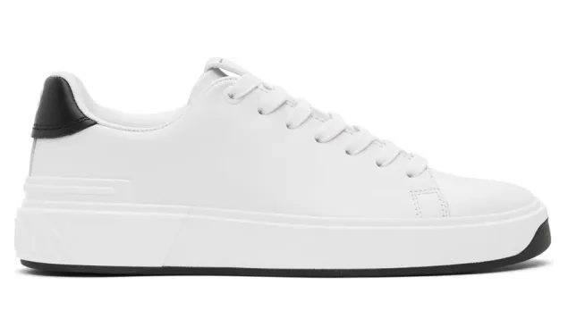 Balmain White and Black Leather B-Court Sneakers (UM1C226LAMC)