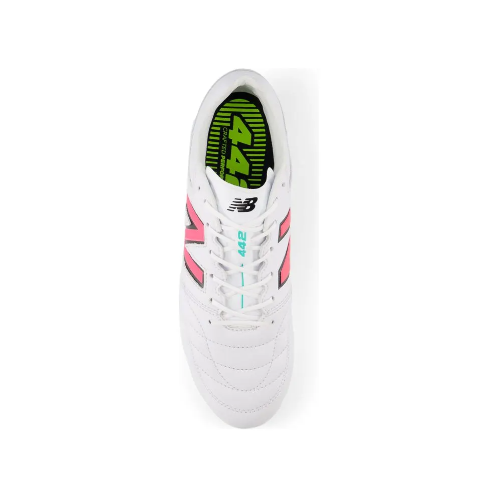 New Balance 442 Pro FG v2 White Hi-Lite Neon Pink (MS41FMWH)
