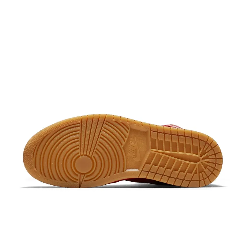 Air Jordan Womens Nike AJ I 1 Retro High Premium PRM ‘Dipped Toe Pack’ Red Tan (2018) (AH7389-607)