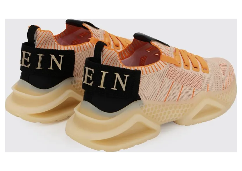 Philipp plein Low-Top Sneakers in Crochet Knit with Elasticated Ankle and Logo Beige (LABSUSC0098PTE003N06) (2)