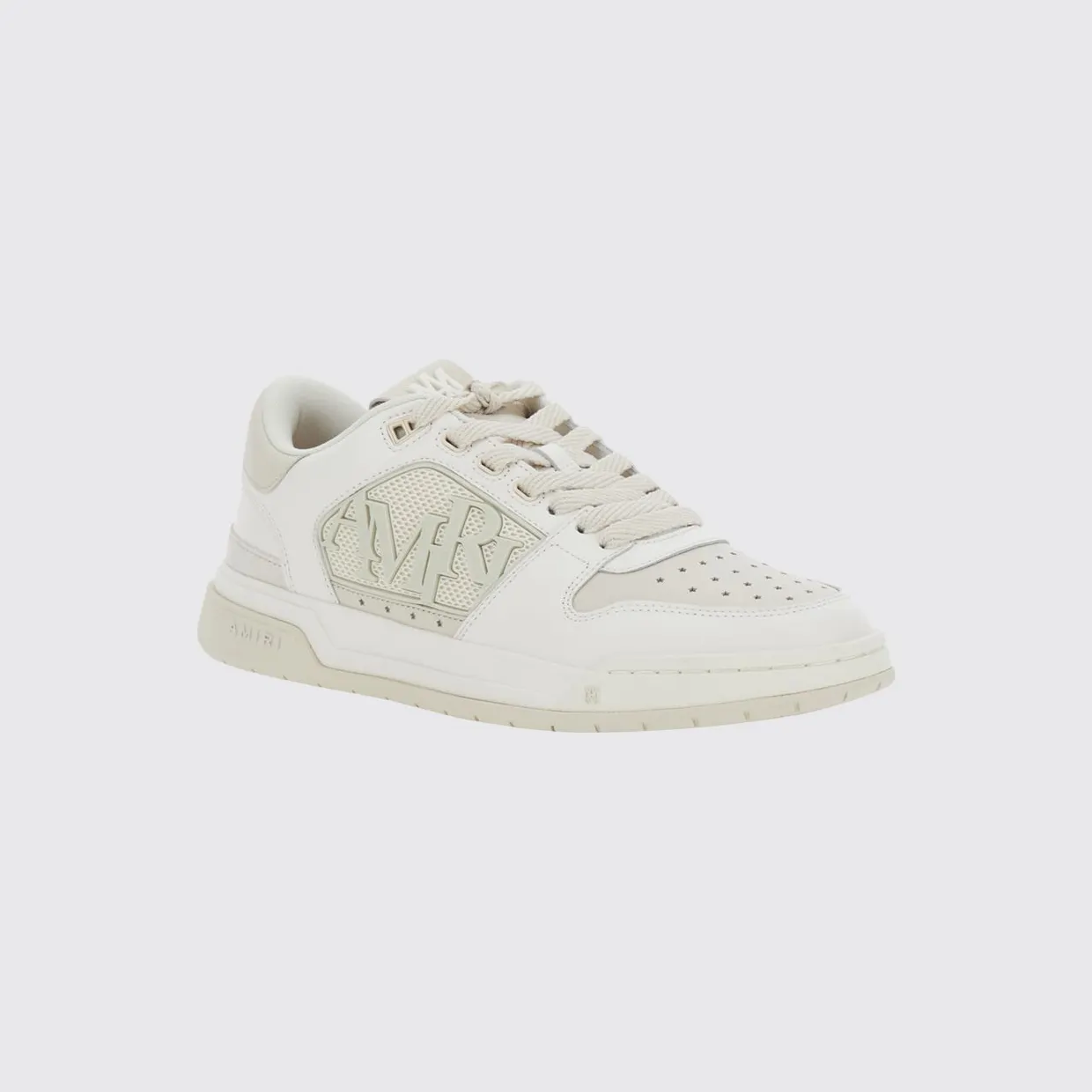 Amiri Ma Quad Calfskin Leather Low-Top Sneakers with Lettering Logo and Perforated Toe White (AMFOSR1101189)