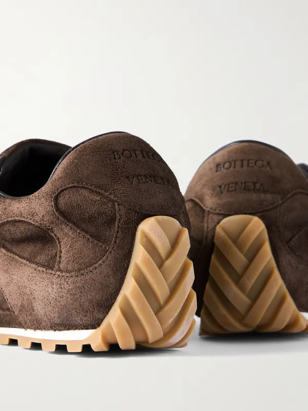 Bottega Veneta Orbit Flash Leather-Trimmed Suede Sneakers Brown (851621V3MS0) (4)