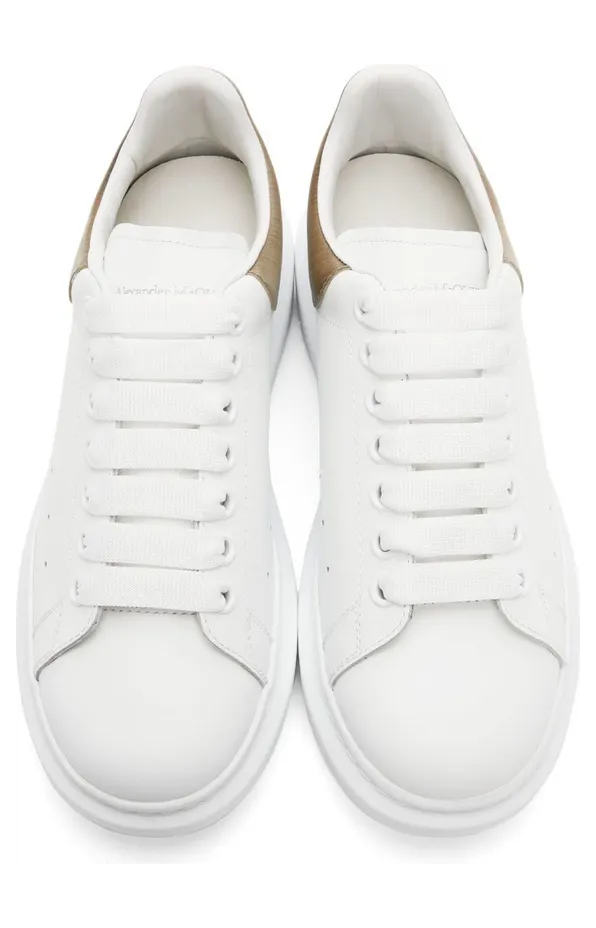 Alexander McQueen White & Gold Oversized Sneakers (586204WIBNR) (5)