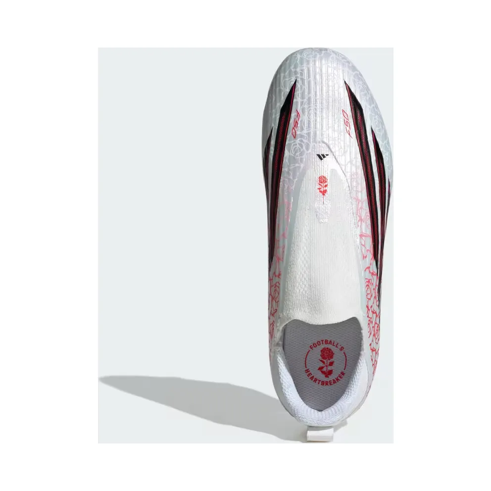 adidas F50 League Lamine Yamal Laceless Firm Ground Football Boots Kids “Cloud White / Core Black / Lucid Red” (KJ3780)