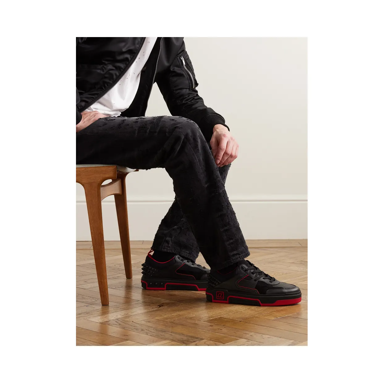 Christian Louboutin Astroloubi Spiked Leather, Suede and Mesh Sneakers Black (1240578) (2)