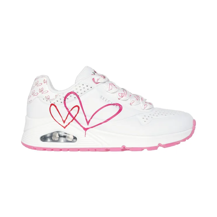 Skechers JGoldcrown: Uno Twin Hearts White / Red / Pink “White” (177924 Wrpk) (177924WRPK)