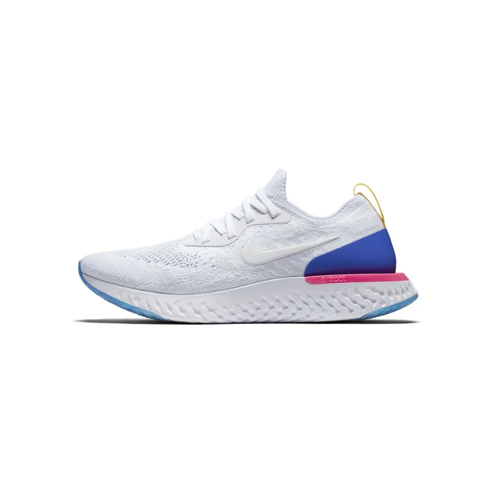 Nike Epic React Flyknit White Racer Blue Pink Blast White/White-Racer Blue-Pink Blast (AQ0067-101)