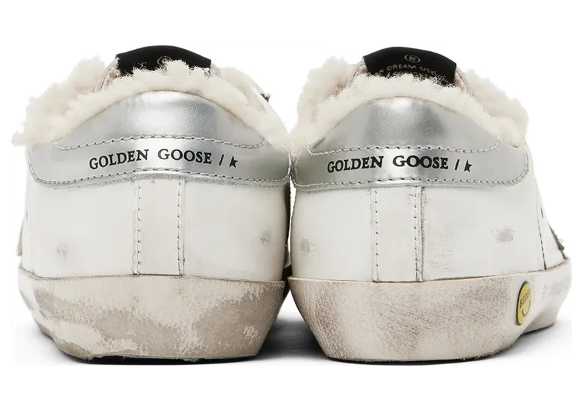 Golden Goose Kids White & Silver Leather Shearling Old School Sneakers (GYF00111.F002827.10975) (2)