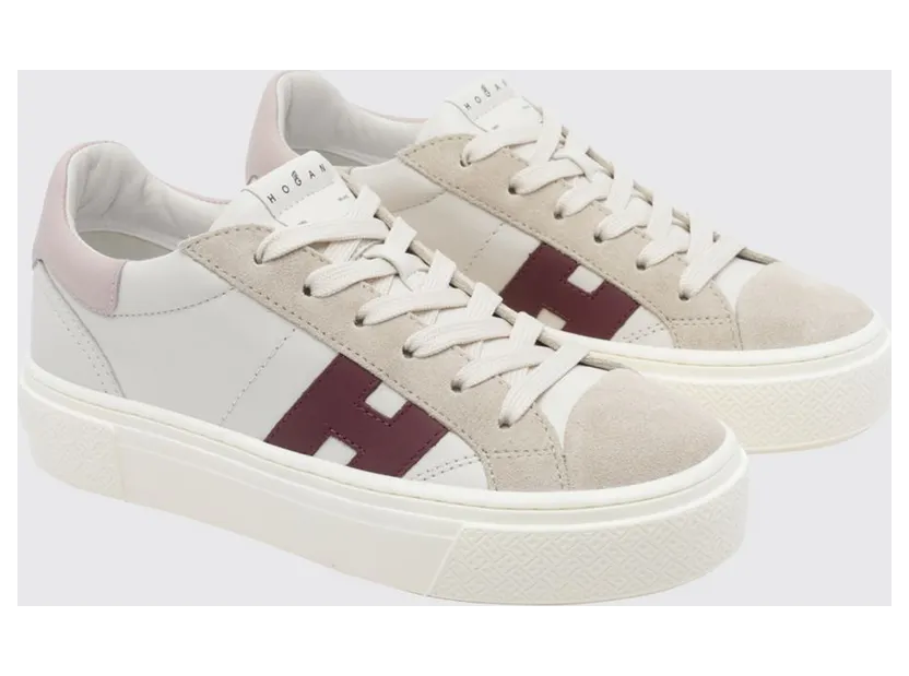 Hogan Crosswind Platform Sneakers in Smooth and Suede Calfskin White (HXW7050GB00UHC0R2C)