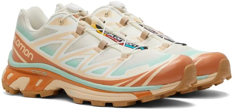 Salomon Beige & Orange XT-6 Skyline Sneakers (L41629800)