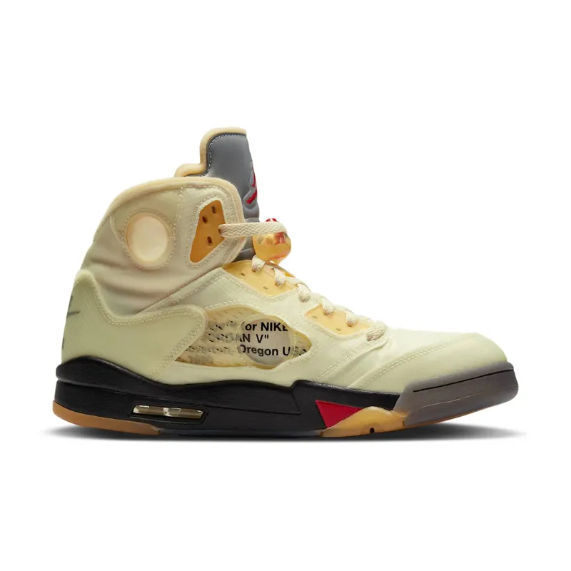 Jordan 5 Retro OFF-WHITE Sail Sail/Fire Red-Muslin-Black (DH8565-100)