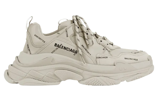 Balenciaga All Over Logo Triple S Beige Black (536737W2FA19710)