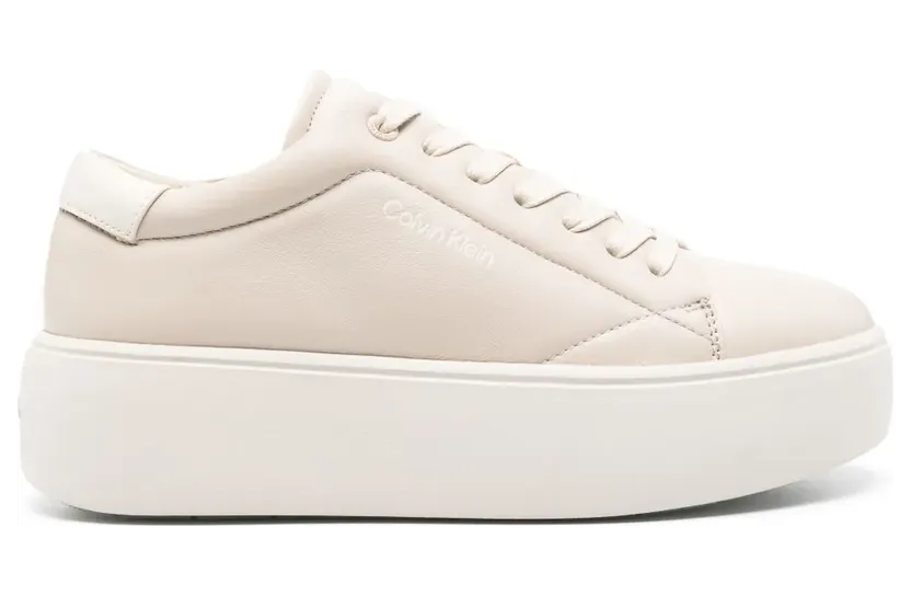 Calvin Klein Leren sneakers met plateauzool – Beige (HW0HW01892)