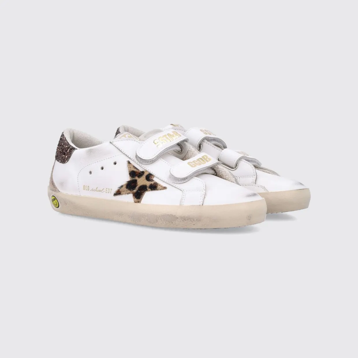 Golden goose Old School Leather Sneakers for Boys with Animal Print and Velcro White (GTF00177F00866812515)
