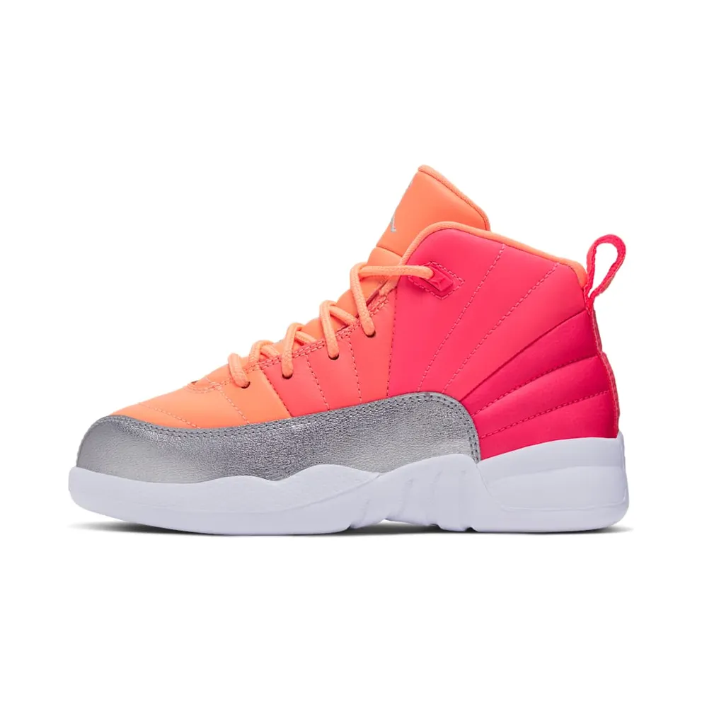 Jordan 12 Retro Sunrise (PS) Racer Pink/White-Hot Punch-Bright Mango-Sunset Pulse-Metallic Silver (510816-601)