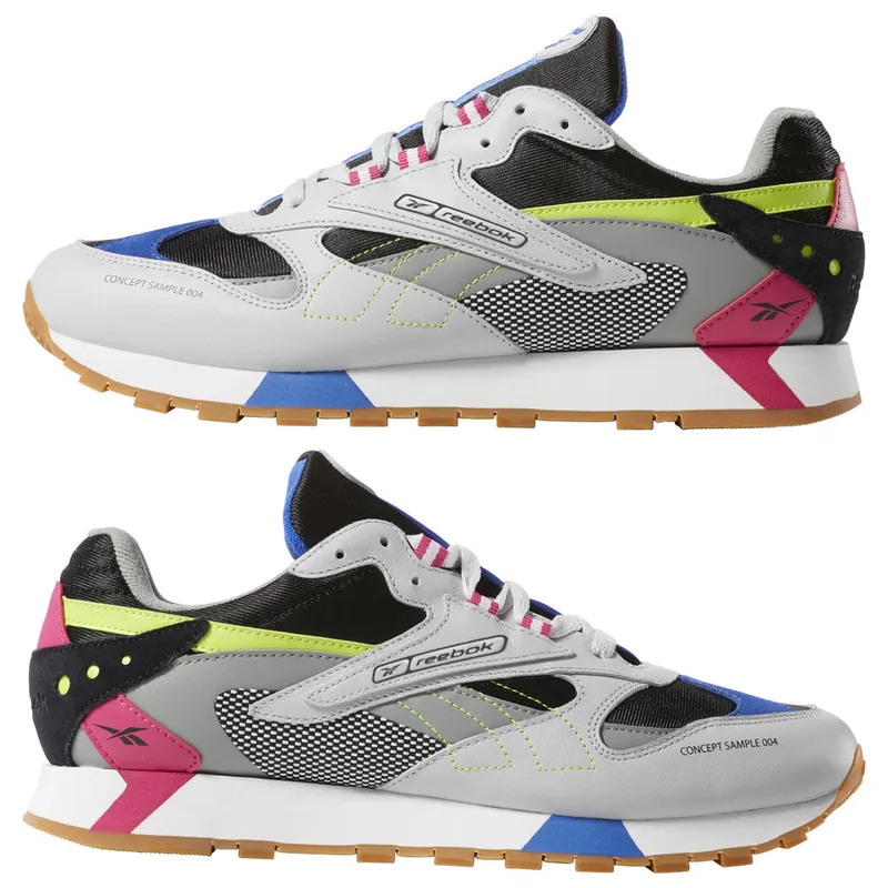 Reebok Classic Leather ATI 90s Grey Skull Grey/Black-Pink-Lime (Other Brands Reebok)