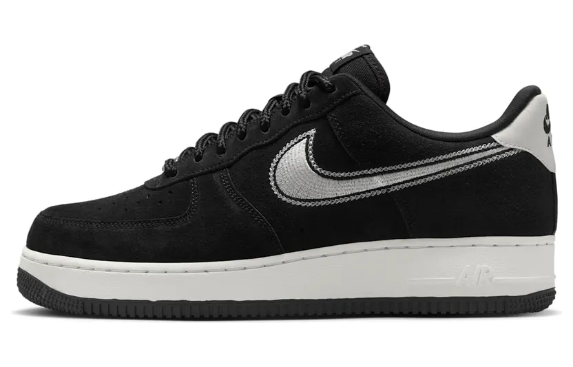 Nike Air Force 1 Low ’07 LV8 Black Sail Embroidered Swoosh (HJ4465-001)