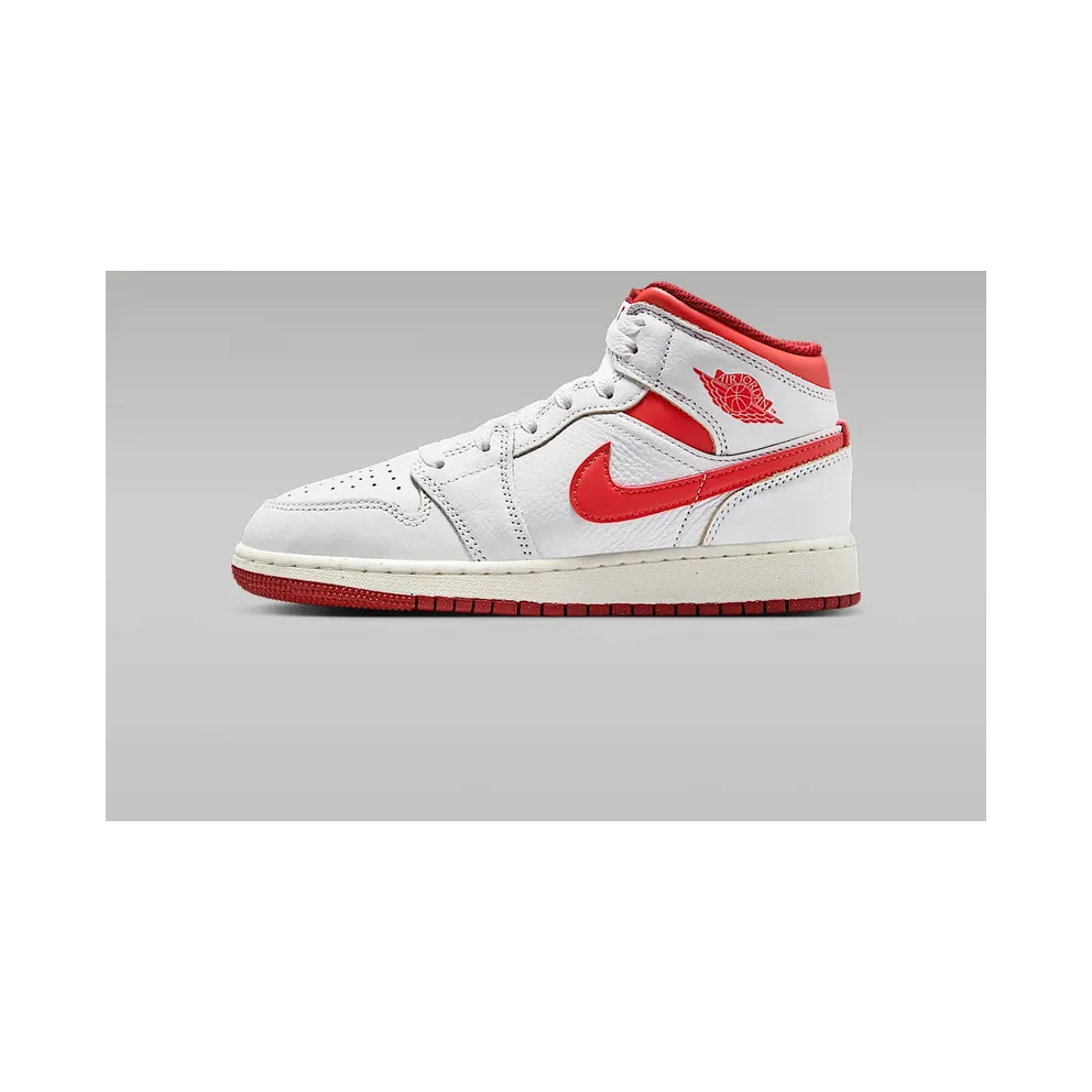AIR Jordan 1 MID SE GS “WHITE DUNE RED” (FJ3464-160)