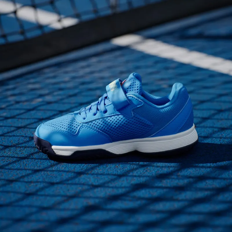 Adidas Courtflash Tennis Shoes with Velcro Kids Lucid Ray Blue / Cloud White / Dark Blue (KK3864)
