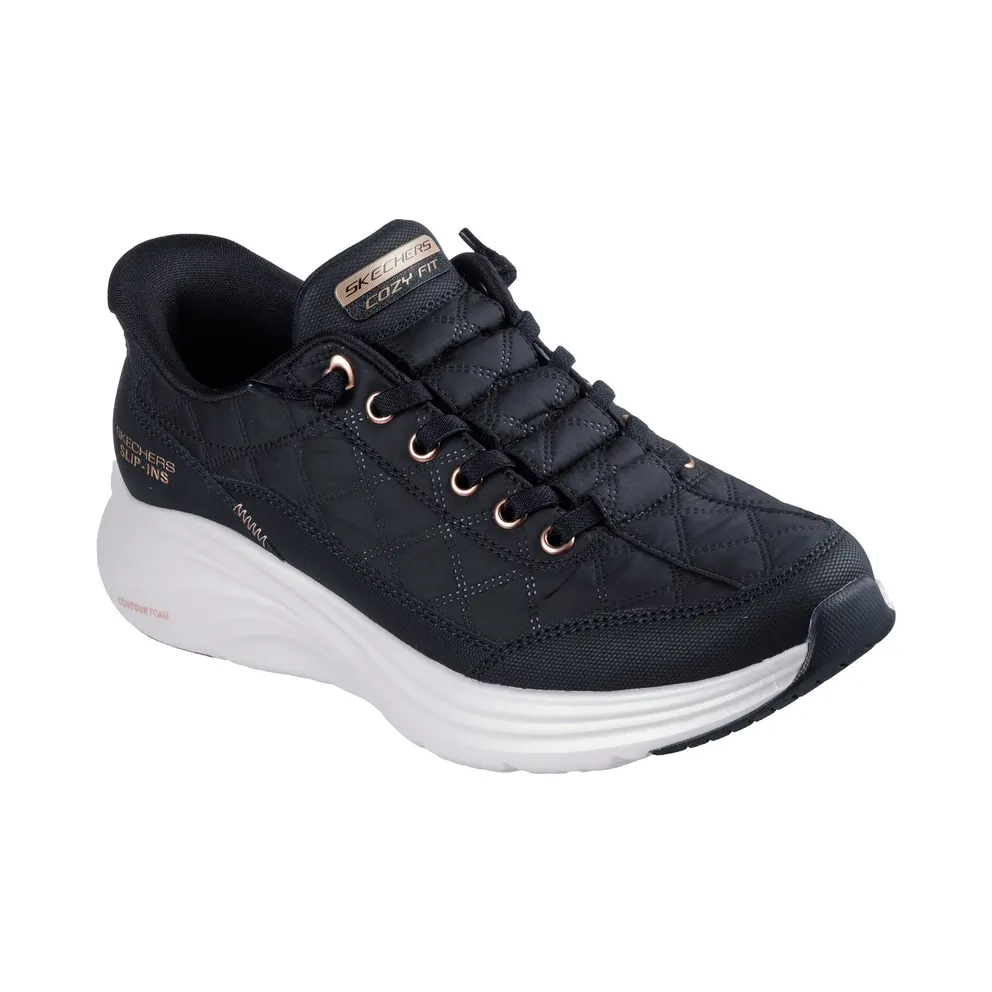 Skechers Slip-ins: Contour Foam – Cozy Fit Golden Hour Sneaker Black/Roos Gold
