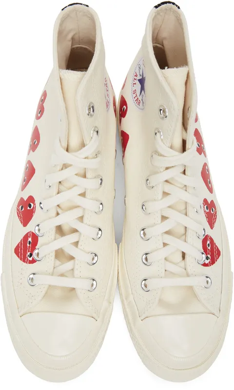 Comme des Garçons Play Khaki Converse Edition Multiple Hearts Chuck 70 High (K116)