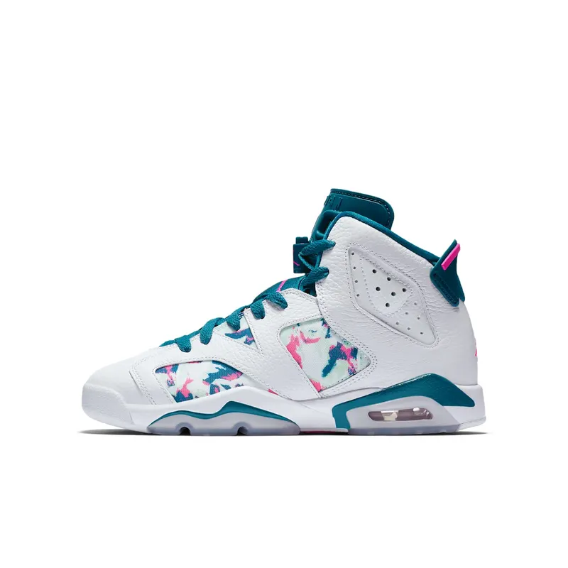 Jordan 6 Retro White Laser Fuchsia Green Abyss (GS) White/Laser Fuchsia-Green Abyss (543390-153)