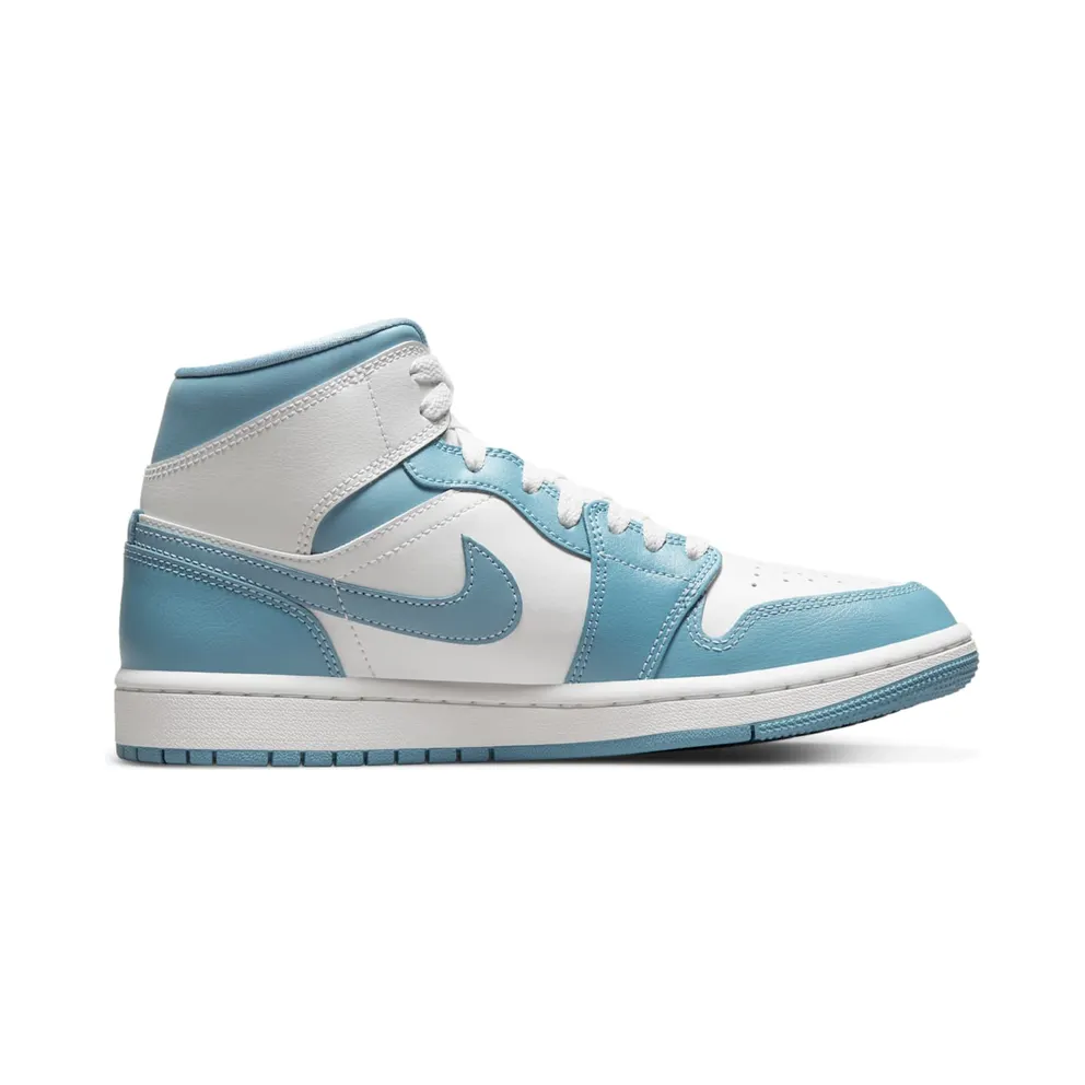 Jordan 1 Mid UNC (2022) (W) – “White / Worn Blue / Sail” (BQ6472-141)